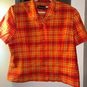Sag Harbor Orange Plaid Shirt